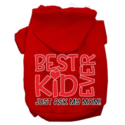 Ask My Mom Screen Print Dog Hoodie Red L