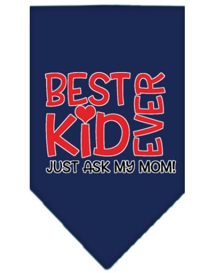 Ask My Mom Screen Print Pet Bandana Navy Blue large