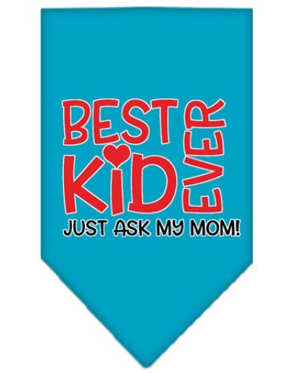 Ask My Mom Screen Print Pet Bandana Turquoise Large