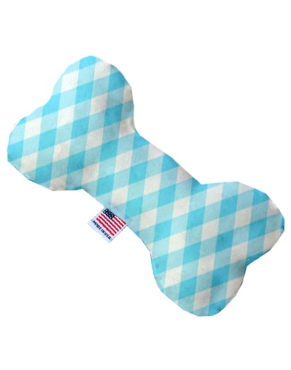 Baby Blue Plaid 10 inch Canvas Bone Dog Toy