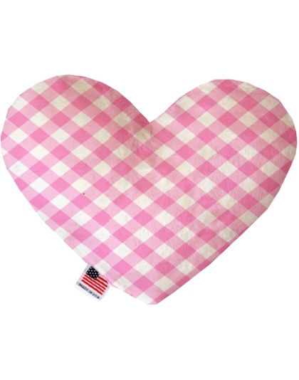 Baby Pink Plaid 6 inch Canvas Heart Dog Toy