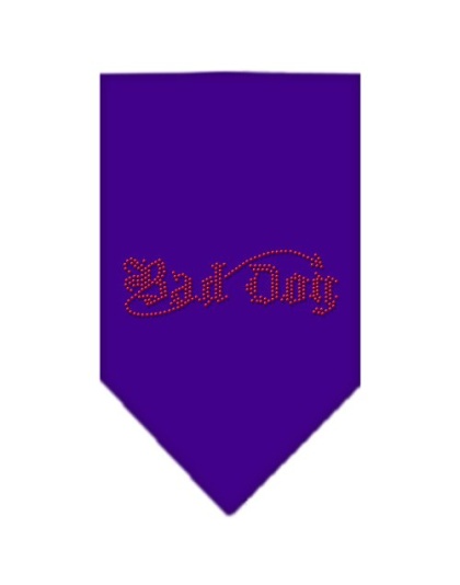 Bad Dog Rhinestone Bandana Purple Large