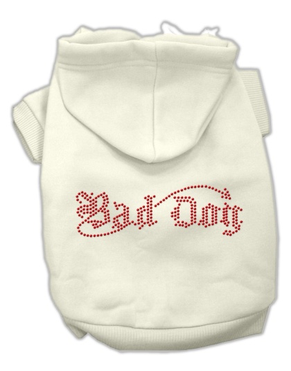 Bad Dog Rhinestone Hoodies Cream L