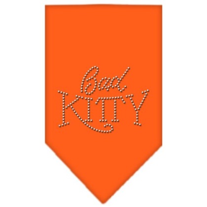 Bad Kitty Rhinestone Bandana Orange Large