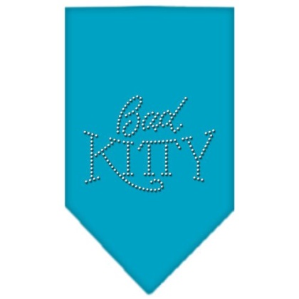 Bad Kitty Rhinestone Bandana Turquoise Large