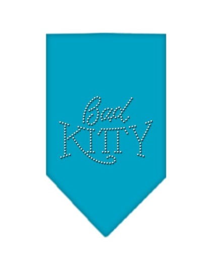 Bad Kitty Rhinestone Bandana Turquoise Large