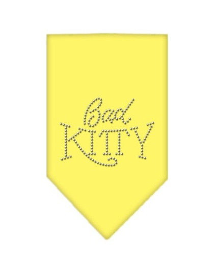 Bad Kitty Rhinestone Bandana Yellow Large