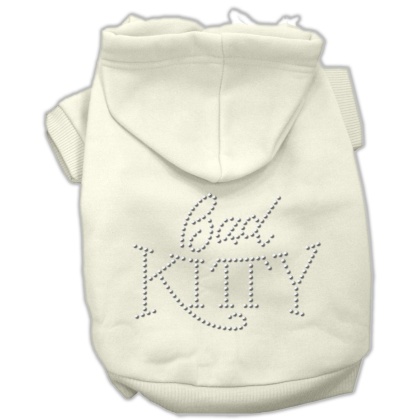 Bad Kitty Rhinestud Hoodie Cream L