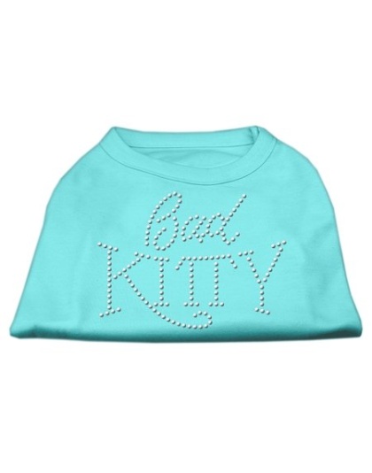 Bad Kitty Rhinestud Shirt Aqua L