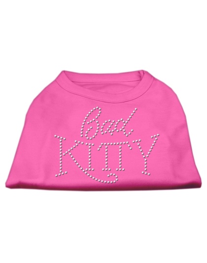 Bad Kitty Rhinestud Shirt Bright Pink L