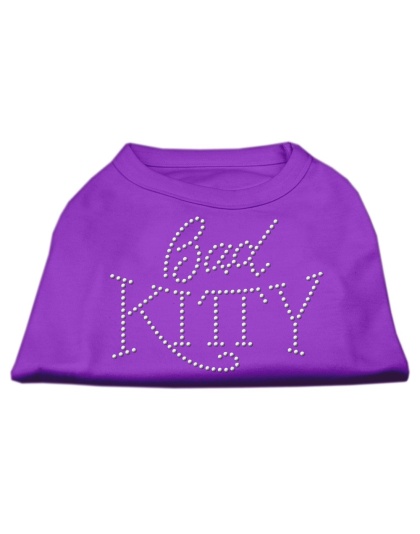 Bad Kitty Rhinestud Shirt Purple L