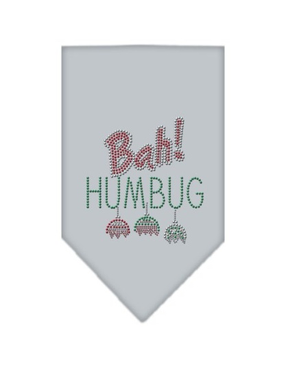 Bah Humbug Rhinestone Bandana Grey Large