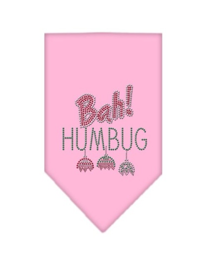 Bah Humbug Rhinestone Bandana Light Pink Large