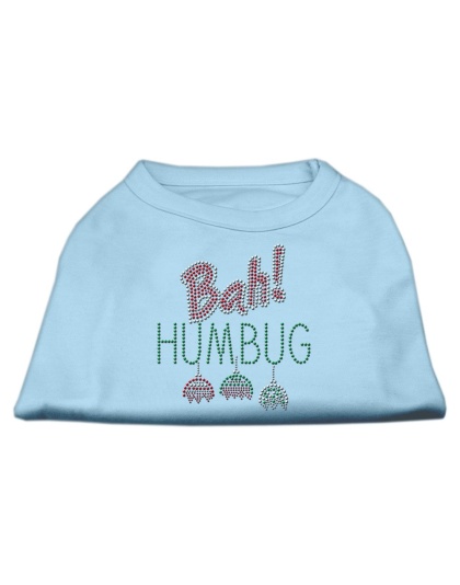 Bah Humbug Rhinestone Dog Shirt Baby Blue Lg