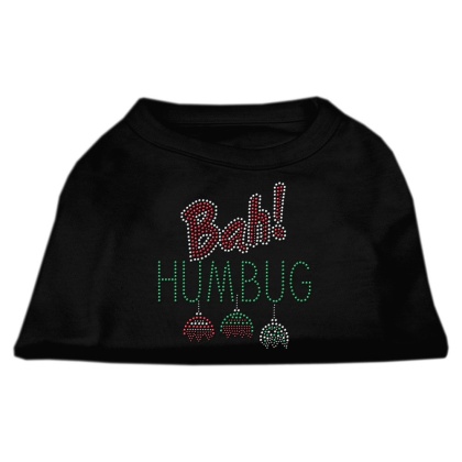 Bah Humbug Rhinestone Dog Shirt Black Lg