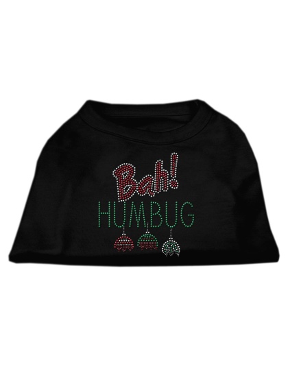 Bah Humbug Rhinestone Dog Shirt Black Lg