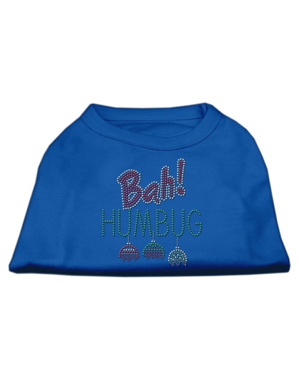 Bah Humbug Rhinestone Dog Shirt Blue Lg