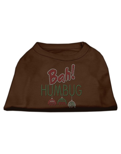 Bah Humbug Rhinestone Dog Shirt Brown Lg