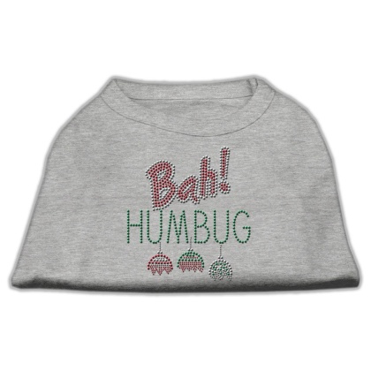 Bah Humbug Rhinestone Dog Shirt Grey Lg