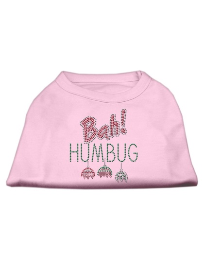 Bah Humbug Rhinestone Dog Shirt Light Pink Lg