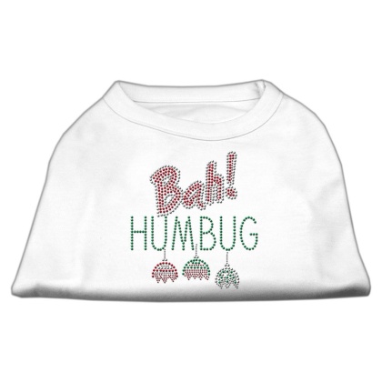 Bah Humbug Rhinestone Dog Shirt White Lg