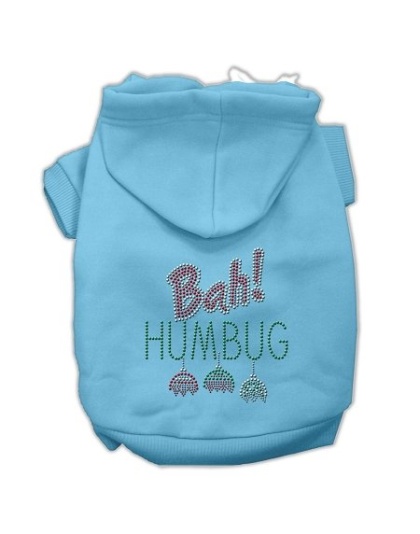 Bah Humbug Rhinestone Hoodies Baby Blue L