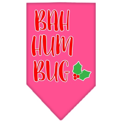 Bah Humbug Screen Print Bandana Bright Pink Large