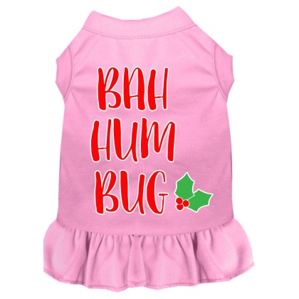 Bah Humbug Screen Print Dog Dress Light Pink 4X