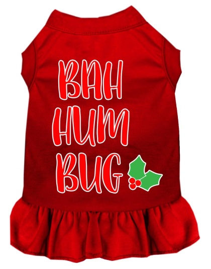 Bah Humbug Screen Print Dog Dress Red 4X