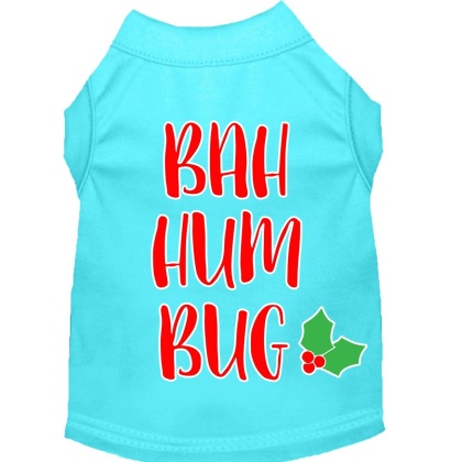 Bah Humbug Screen Print Dog Shirt Aqua Lg