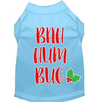 Bah Humbug Screen Print Dog Shirt Baby Blue Lg