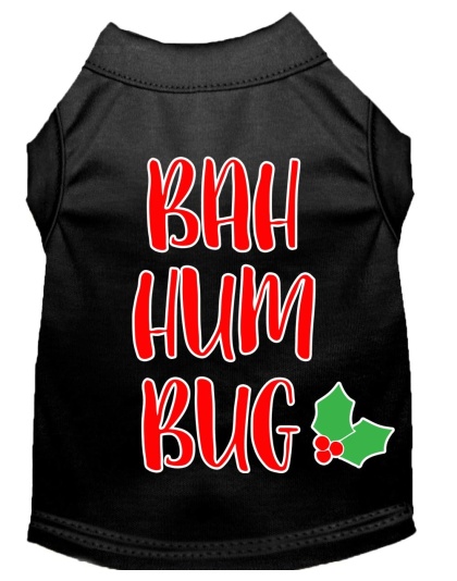 Bah Humbug Screen Print Dog Shirt Black Lg