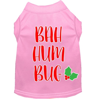 Bah Humbug Screen Print Dog Shirt Light Pink Lg