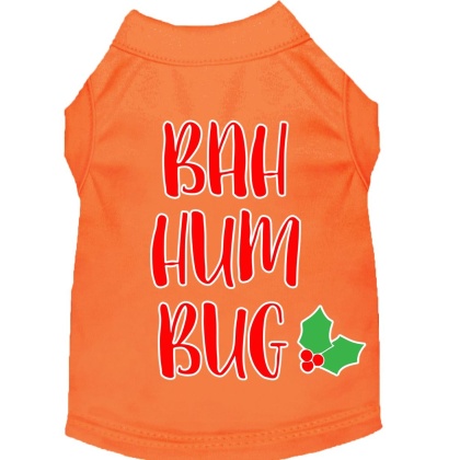 Bah Humbug Screen Print Dog Shirt Orange Lg