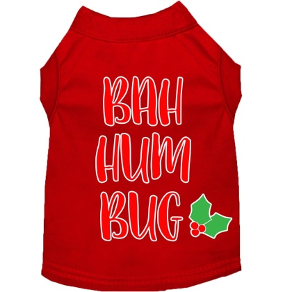 Bah Humbug Screen Print Dog Shirt Red Lg