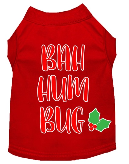 Bah Humbug Screen Print Dog Shirt Red Lg