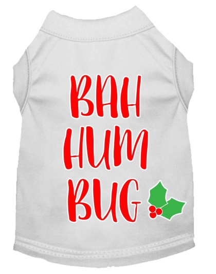 Bah Humbug Screen Print Dog Shirt White Lg