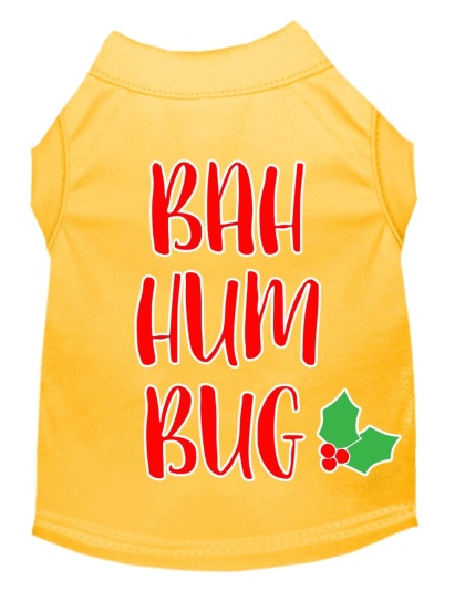 Bah Humbug Screen Print Dog Shirt Yellow Lg