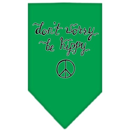 Be Hippy Screen Print Bandana Emerald Green Large