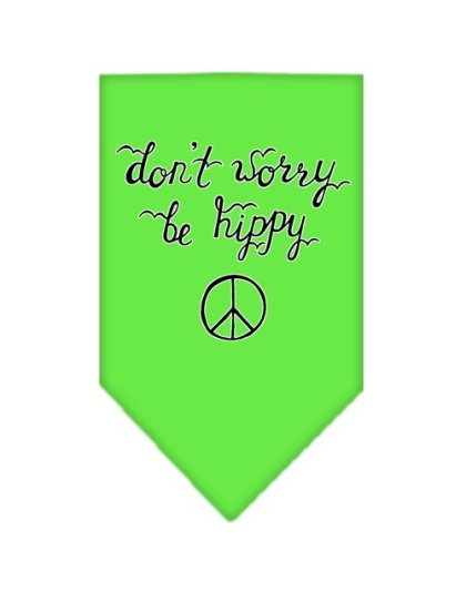 Be Hippy Screen Print Bandana Lime Green Large