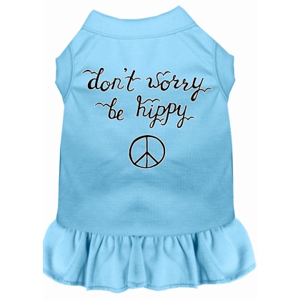 Be Hippy Screen Print Dog Dress Baby Blue 4X (22)