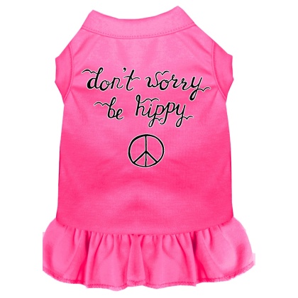 Be Hippy Screen Print Dog Dress Bright Pink 4X (22)