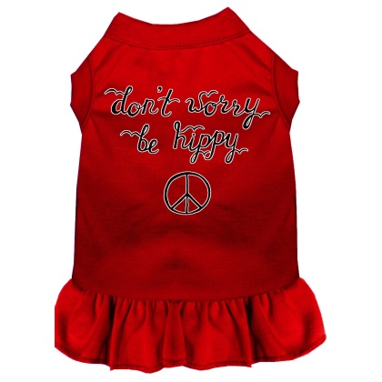 Be Hippy Screen Print Dog Dress Red 4X (22)