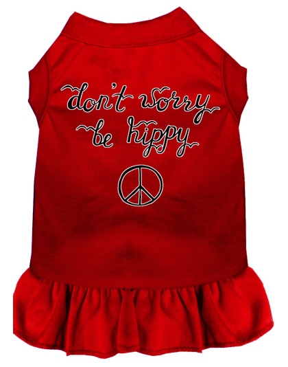 Be Hippy Screen Print Dog Dress Red 4X (22)