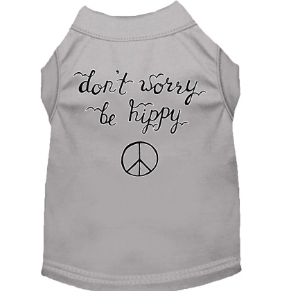 Be Hippy Screen Print Dog Shirt Grey Lg