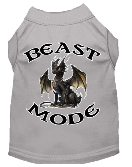 Beast Mode Dragon Screen Print Dog Shirt Grey XS (8)