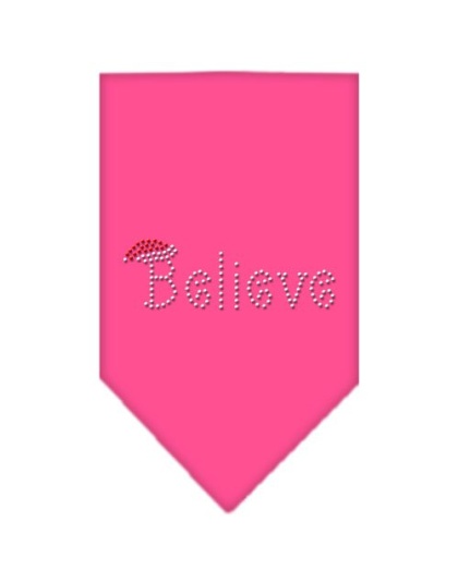 Believe Rhinestone Bandana Bright Pink Large