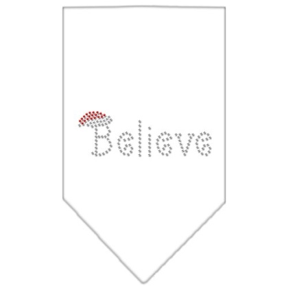 Believe Rhinestone Bandana White Large