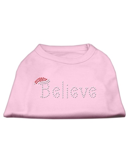 Believe Rhinestone Shirts Light Pink L