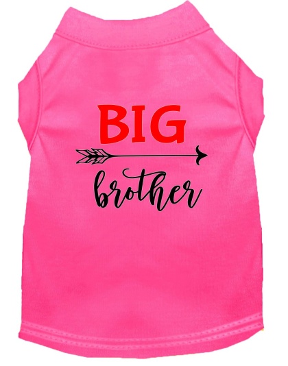 Big Brother Screen Print Dog Shirt Bright Pink Lg